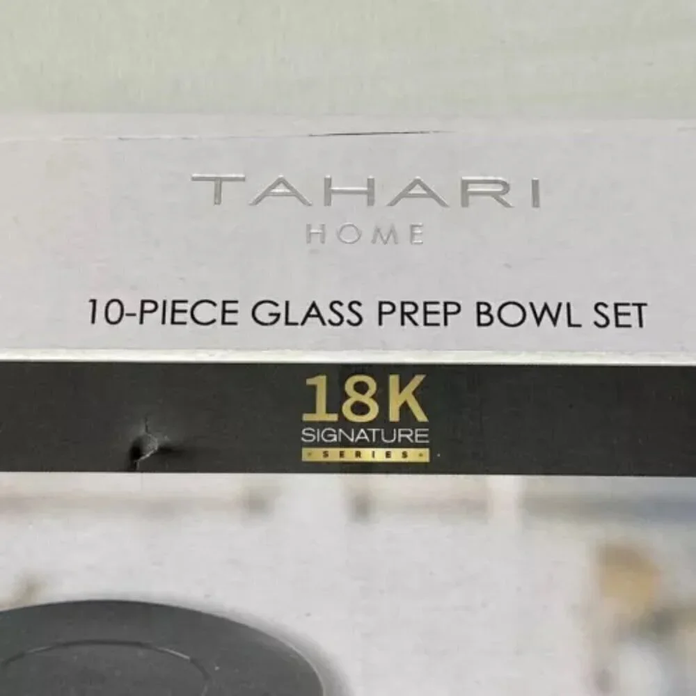 TAHARI Home‎ Glass Nesting Prep Bowl Set Stackable 10-Pc Kitchen Cooking Baking